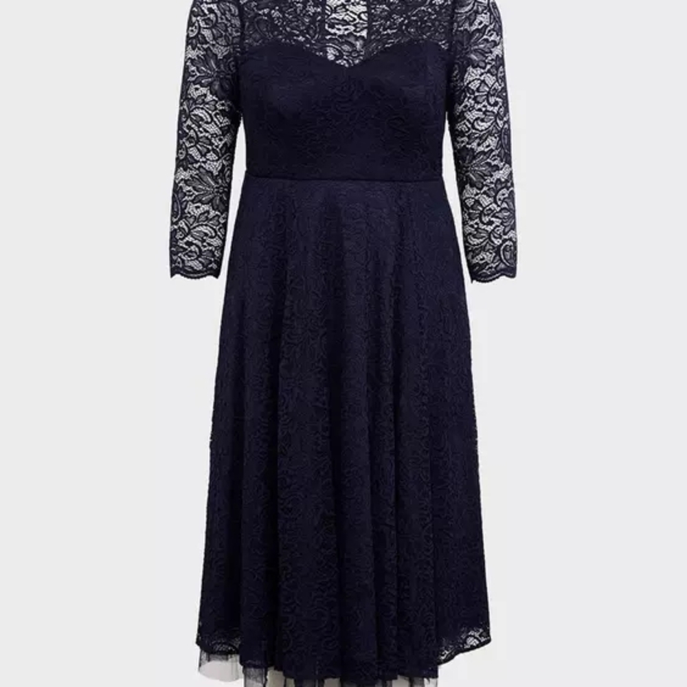 Elegant Navy Lace Dress
